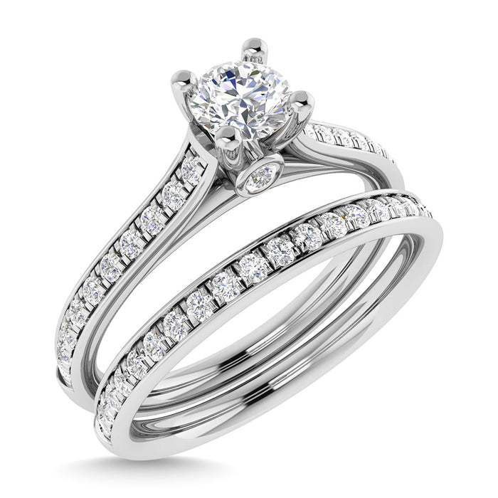 Diamond 3/4 Ct.Tw. Round Shape Bridal Ring in 14K White Gold