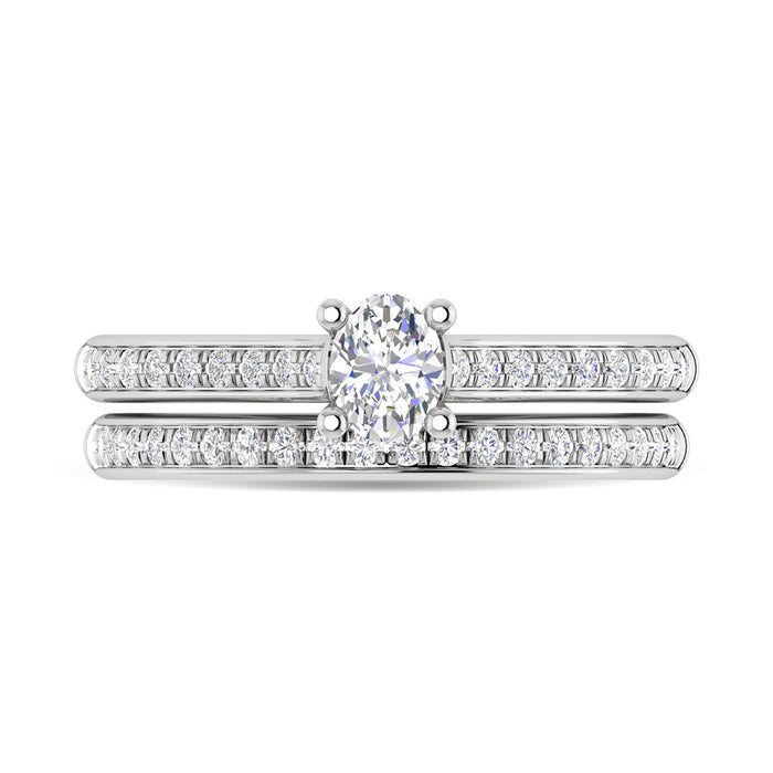 Diamond 3/4 Ct.Tw. Oval Shape Bridal Ring in 14K White Gold