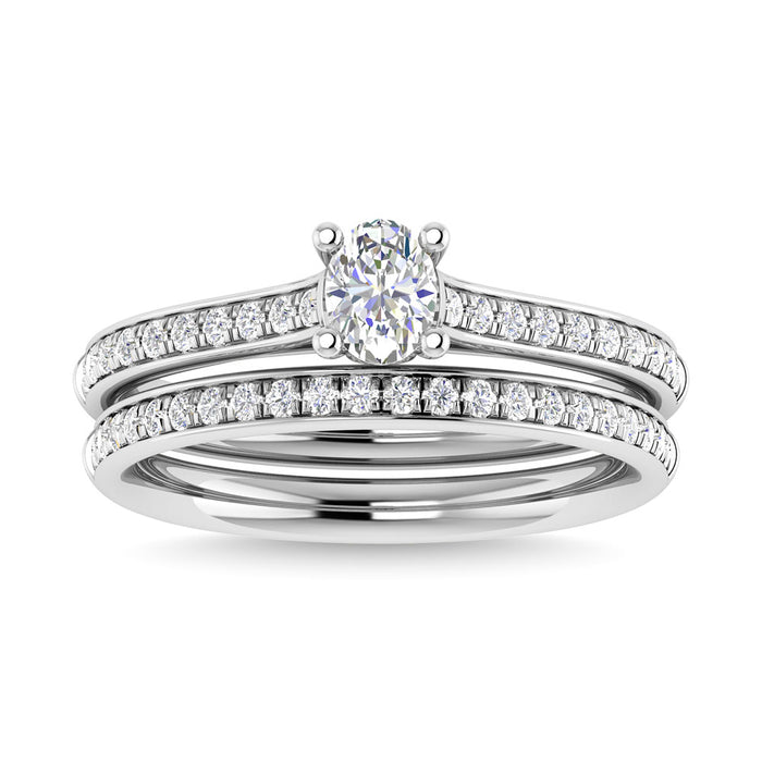 Diamond 3/4 Ct.Tw. Oval Shape Bridal Ring in 14K White Gold