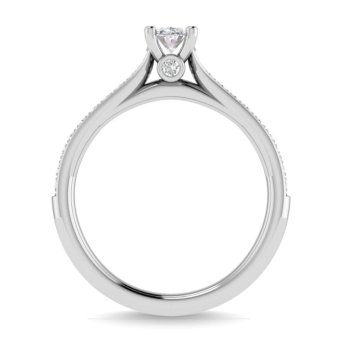 Diamond 3/4 Ct.Tw. Oval Shape Bridal Ring in 14K White Gold