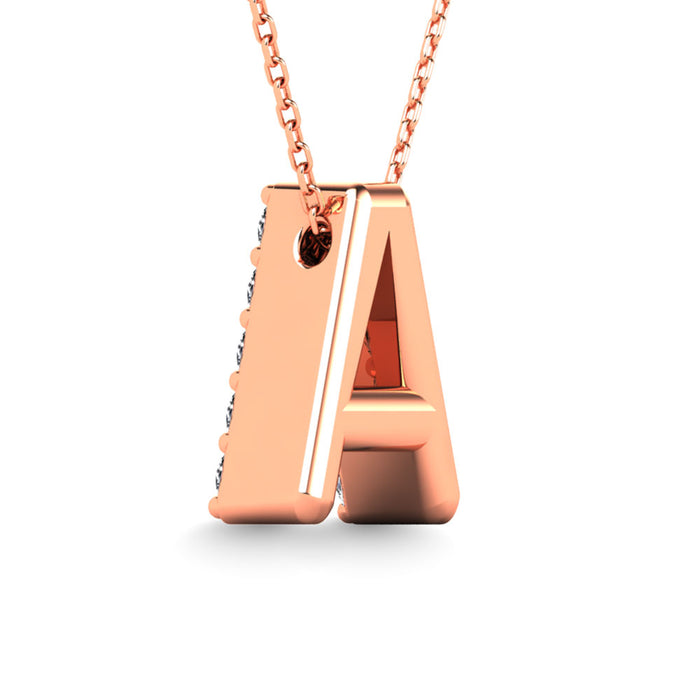 Diamond 1/8 Ct.Tw. Letter A Pendant in 14K Rose Gold""