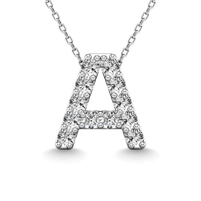 Diamond 1/8 Ct.Tw. Letter A Pendant in 14K White Gold""