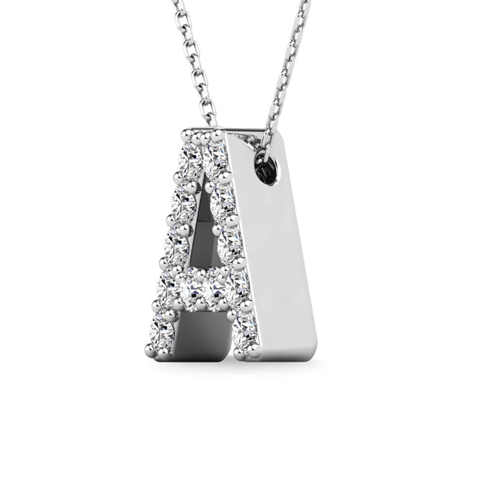 Diamond 1/8 Ct.Tw. Letter A Pendant in 14K White Gold""