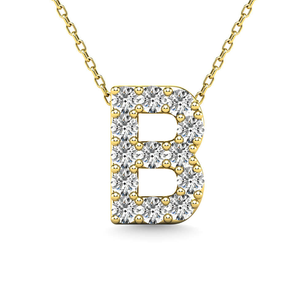 Diamond 1/8 Ct.Tw. Letter B Pendant in 14K Yellow Gold""