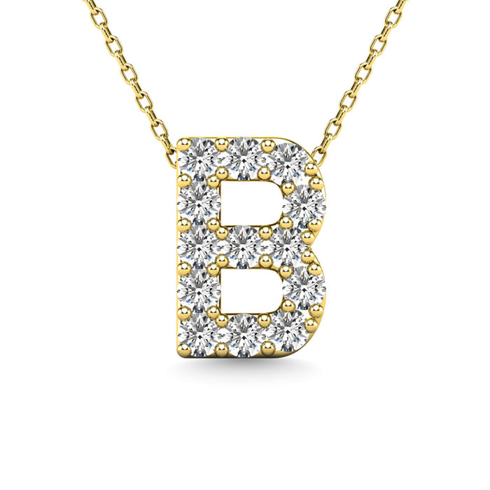 Diamond 1/8 Ct.Tw. Letter B Pendant in 14K Yellow Gold""