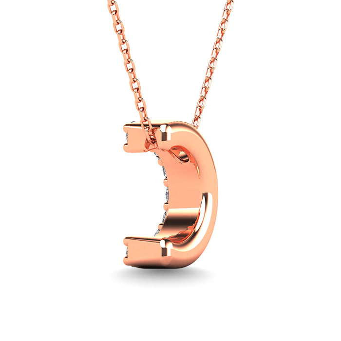 Diamond 1/10 Ct.Tw. Letter C Pendant in 14K Rose Gold""