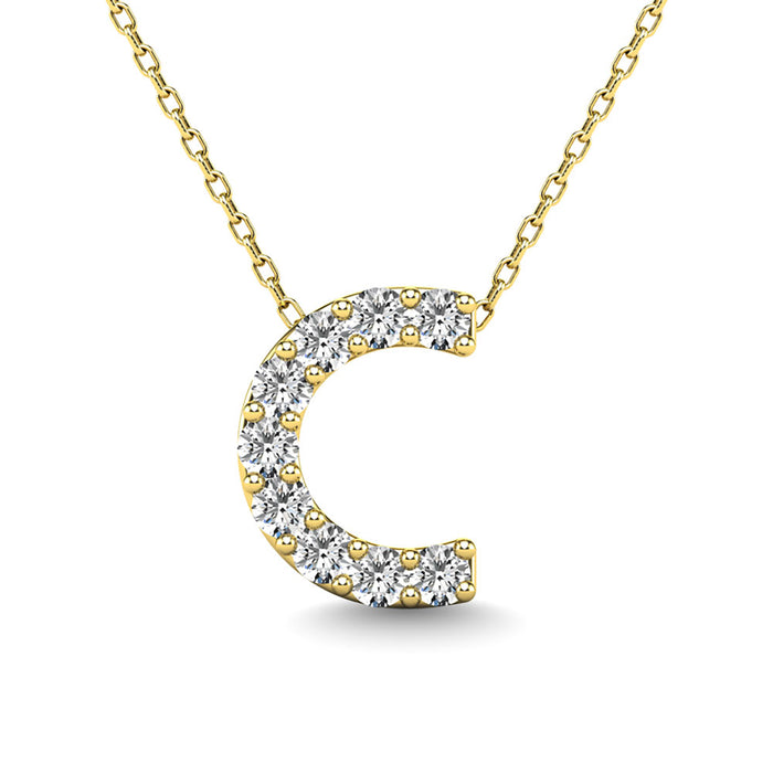 Diamond 1/10 Ct.Tw. Letter C Pendant in 14K Yellow Gold""