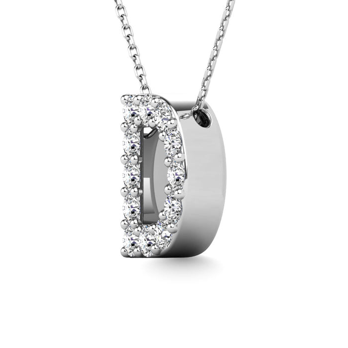 Diamond 1/8 Ct.Tw. Letter D Pendant in 14K White Gold""