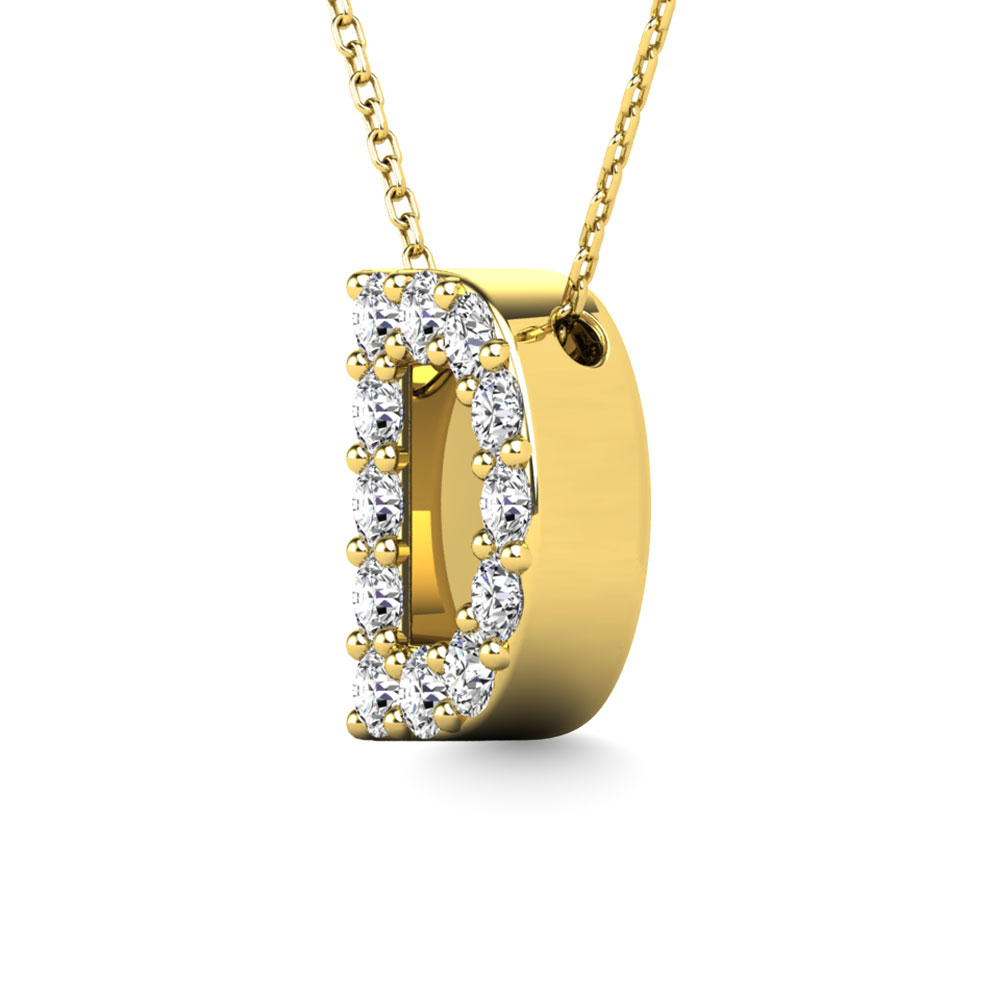 Diamond 1/8 Ct.Tw. Letter D Pendant in 14K Yellow Gold""