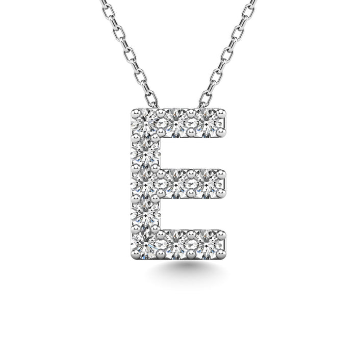 Diamond 1/10 Ct.Tw. Letter E Pendant in 14K White Gold""