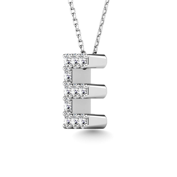 Diamond 1/10 Ct.Tw. Letter E Pendant in 14K White Gold""