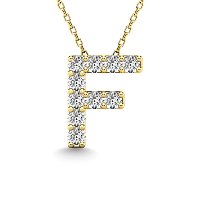 Diamond 1/10 Ct.Tw. Letter F Pendant in 14K Yellow Gold""