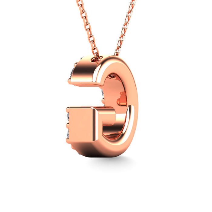 Diamond 1/8 Ct.Tw. Letter G Pendant in 14K Rose Gold""