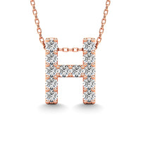 Thumbnail for Diamond 1/8 Ct.Tw. Letter H Pendant in 14K Rose Gold