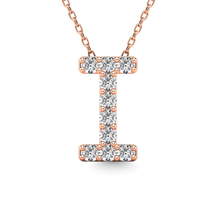 Diamond 1/10 Ct.Tw. Letter I Pendant in 14K Rose Gold""