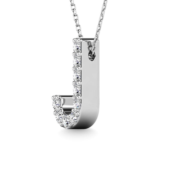 Diamond 1/10 Ct.Tw. Letter J Pendant in 14K White Gold""