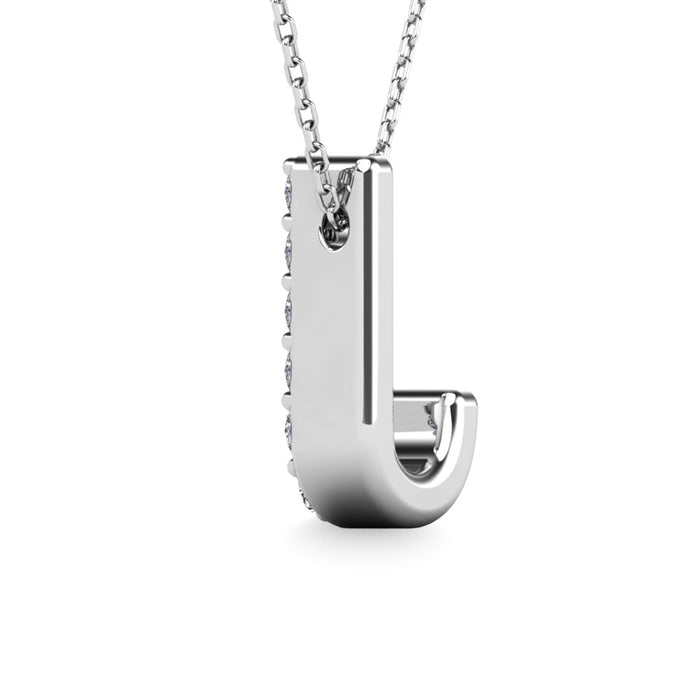 Diamond 1/10 Ct.Tw. Letter J Pendant in 14K White Gold""