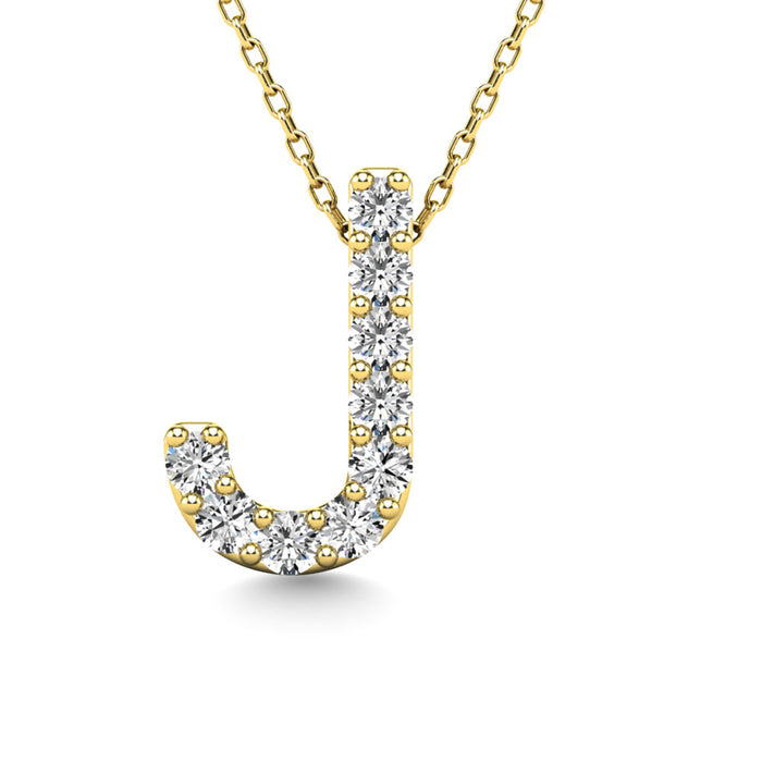 Diamond 1/10 Ct.Tw. Letter J Pendant in 14K Yellow Gold""