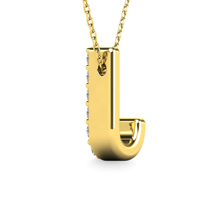 Diamond 1/10 Ct.Tw. Letter J Pendant in 14K Yellow Gold""