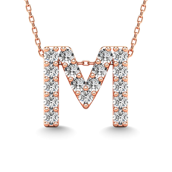 Diamond 1/6 Ct.Tw. Letter M Pendant in 14K Rose Gold""