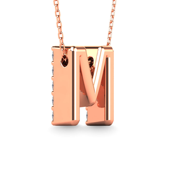 Diamond 1/6 Ct.Tw. Letter M Pendant in 14K Rose Gold""