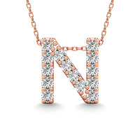 Thumbnail for Diamond 1/6 Ct.Tw. Letter N Pendant in 14K Rose Gold