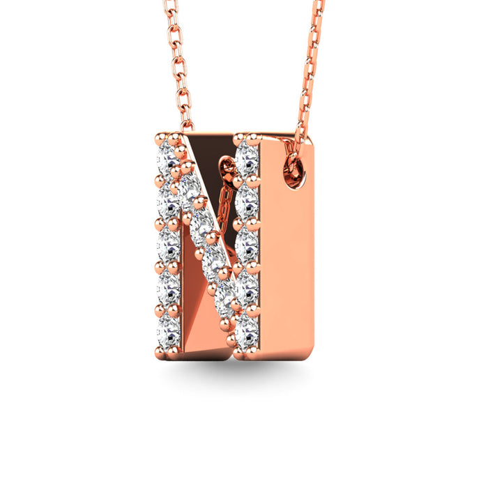 Diamond 1/6 Ct.Tw. Letter N Pendant in 14K Rose Gold""