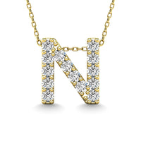 Thumbnail for Diamond 1/6 Ct.Tw. Letter N Pendant in 14K Yellow Gold