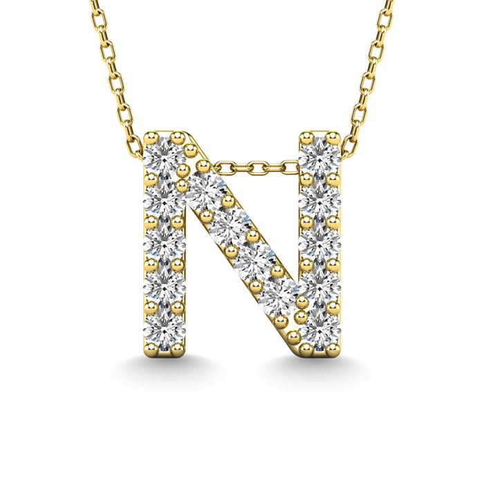 Diamond 1/6 Ct.Tw. Letter N Pendant in 14K Yellow Gold""