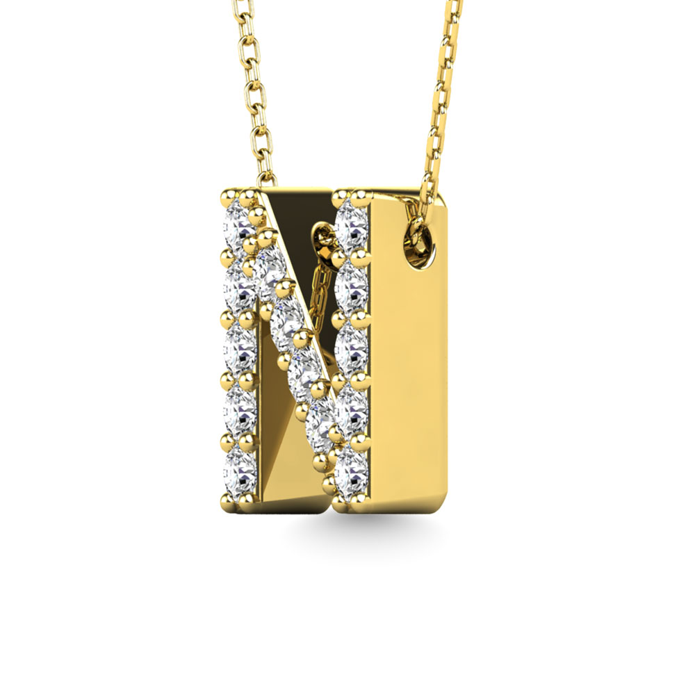 Diamond 1/6 Ct.Tw. Letter N Pendant in 14K Yellow Gold""