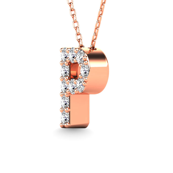 Diamond 1/10 Ct.Tw. Letter P Pendant in 14K Rose Gold""