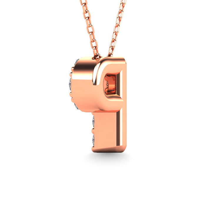 Diamond 1/10 Ct.Tw. Letter P Pendant in 14K Rose Gold""