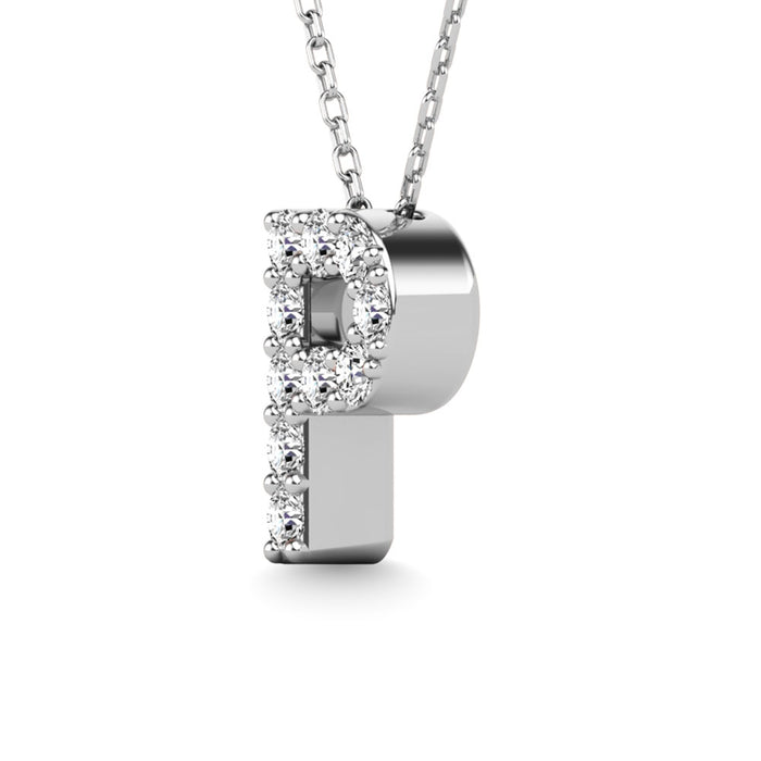 Diamond 1/10 Ct.Tw. Letter P Pendant in 14K White Gold""