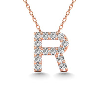 Thumbnail for Diamond 1/8 Ct.Tw. Letter R Pendant in 14K Rose Gold