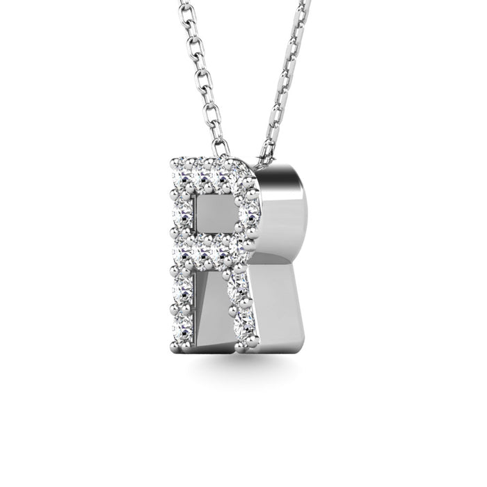 Diamond 1/8 Ct.Tw. Letter R Pendant in 14K White Gold""