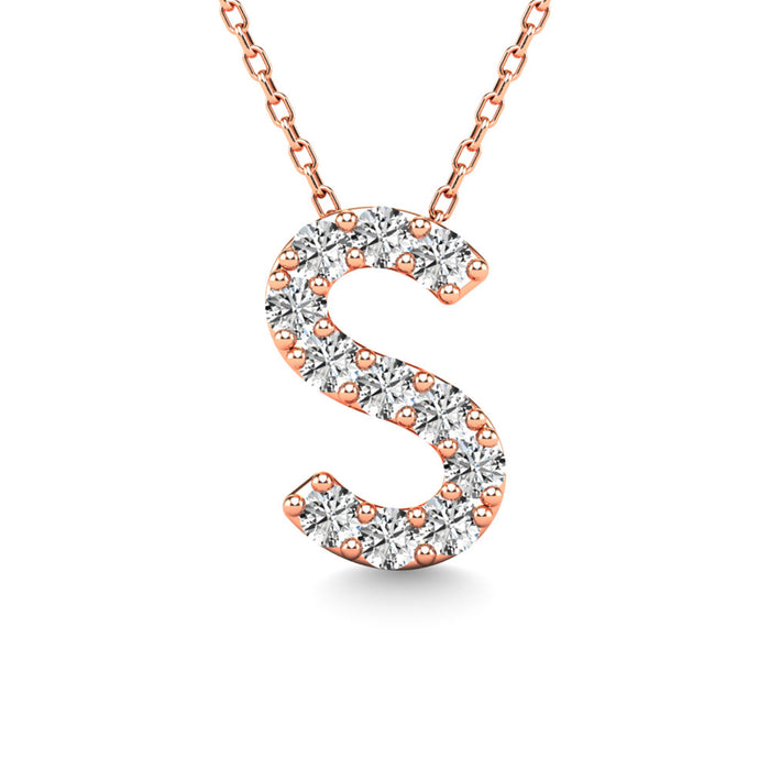 Diamond 1/10 Ct.Tw. Letter S Pendant in 14K Rose Gold""