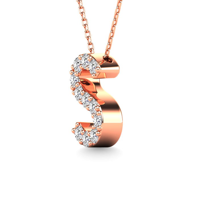 Diamond 1/10 Ct.Tw. Letter S Pendant in 14K Rose Gold""