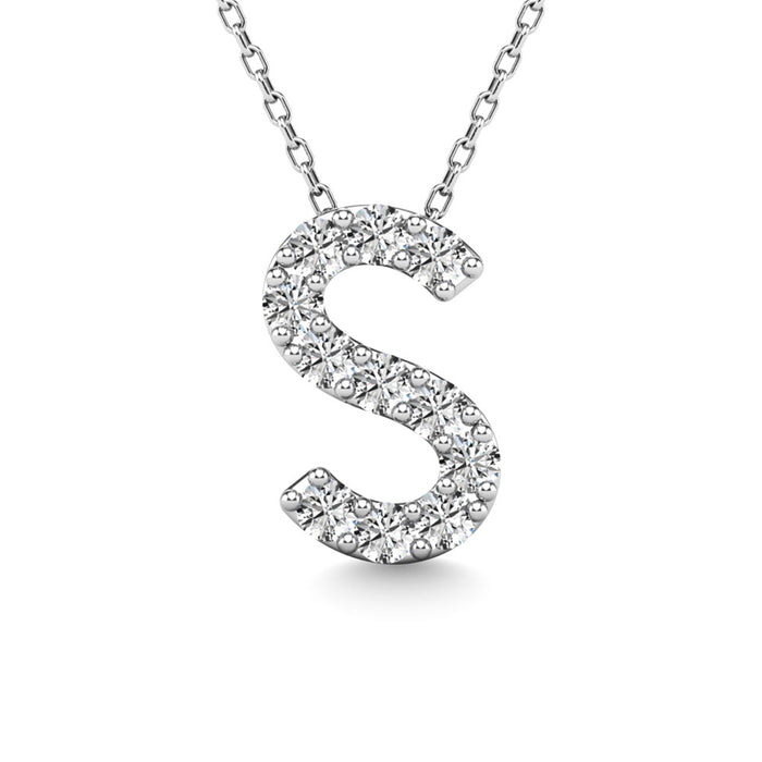 Diamond 1/10 Ct.Tw. Letter S Pendant in 14K White Gold""