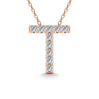 Thumbnail for Diamond 1/10 Ct.Tw. Letter T Pendant in 14K Rose Gold