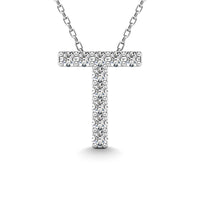 Thumbnail for Diamond 1/10 Ct.Tw. Letter T Pendant in 14K White Gold