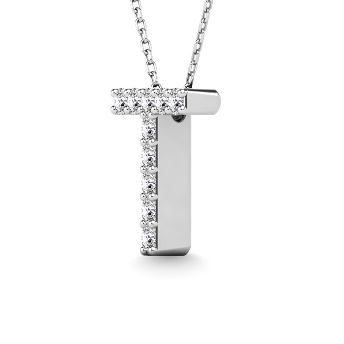 Diamond 1/10 Ct.Tw. Letter T Pendant in 14K White Gold""