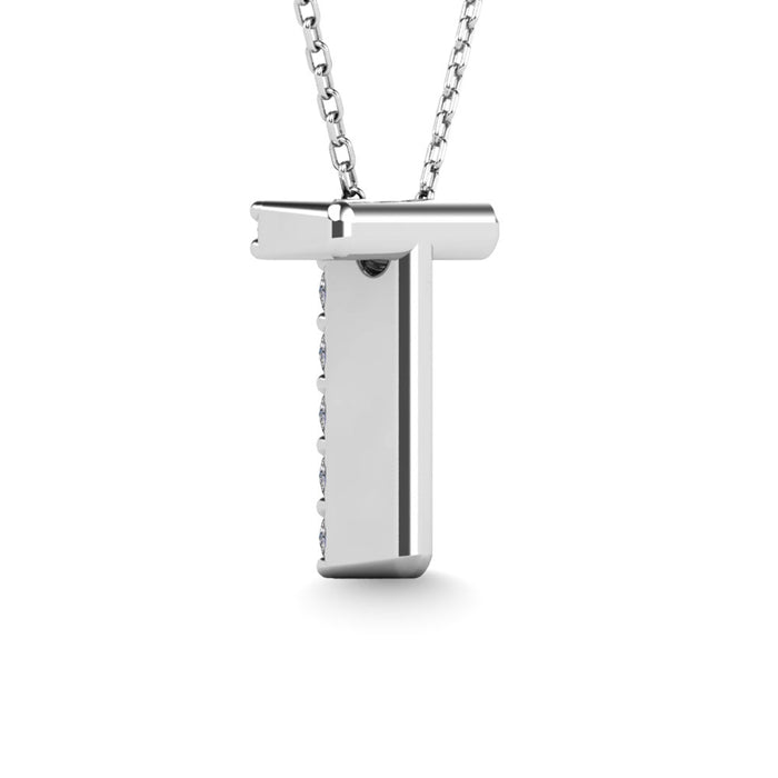 Diamond 1/10 Ct.Tw. Letter T Pendant in 14K White Gold""