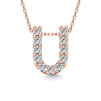 Thumbnail for Diamond 1/10 Ct.Tw. Letter U Pendant in 14K Rose Gold