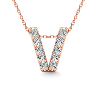 Thumbnail for Diamond 1/10 Ct.Tw. Letter V Pendant in 14K Rose Gold