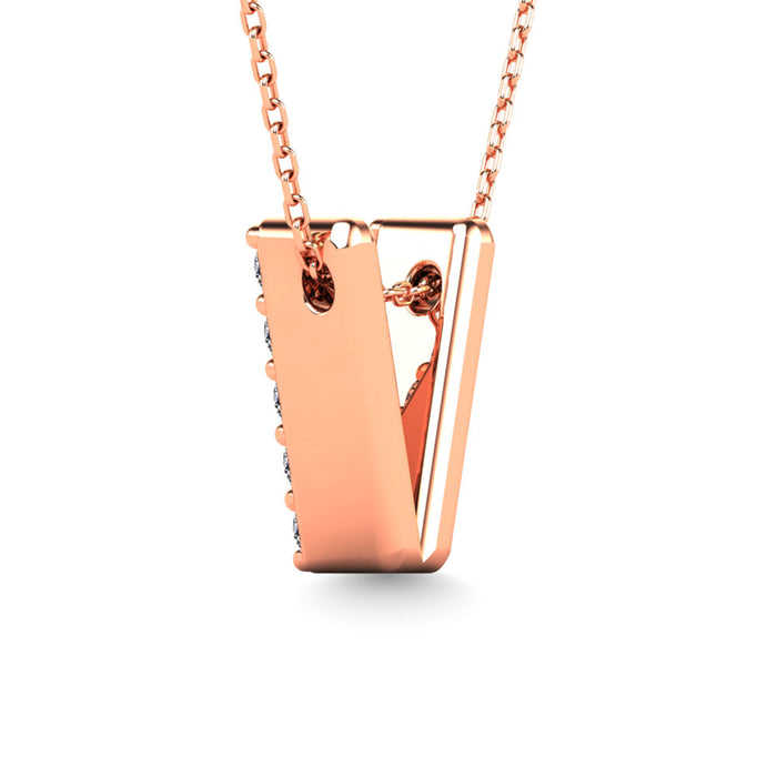 Diamond 1/10 Ct.Tw. Letter V Pendant in 14K Rose Gold""