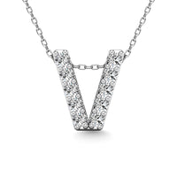 Thumbnail for Diamond 1/10 Ct.Tw. Letter V Pendant in 14K White Gold