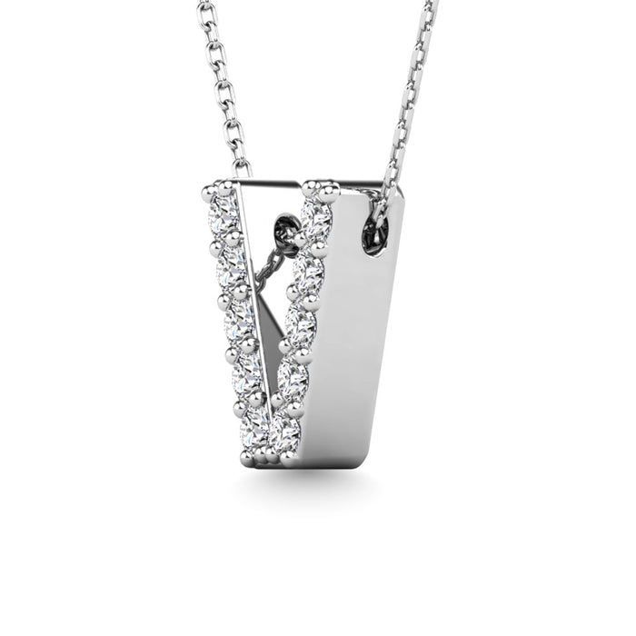 Diamond 1/10 Ct.Tw. Letter V Pendant in 14K White Gold""