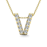 Thumbnail for Diamond 1/10 Ct.Tw. Letter V Pendant in 14K Yellow Gold