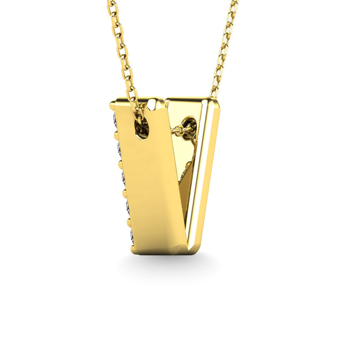 Diamond 1/10 Ct.Tw. Letter V Pendant in 14K Yellow Gold""