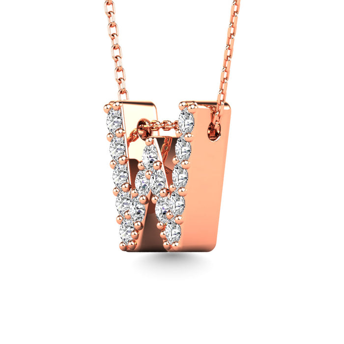 Diamond 1/6 Ct.Tw. Letter W Pendant in 14K Rose Gold""